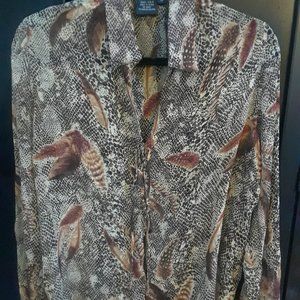 Tess Studio 100% Sheer  Silk Front Tie Blouse 14